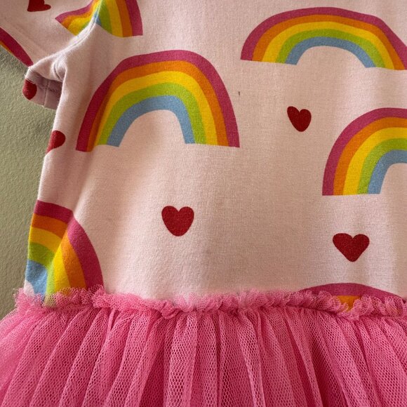 TAYLOR JOELLE Rainbow Dress Girls 7 Care Bears Pink Tulle Twirl 80's Nostalgia - Picture 3 of 4